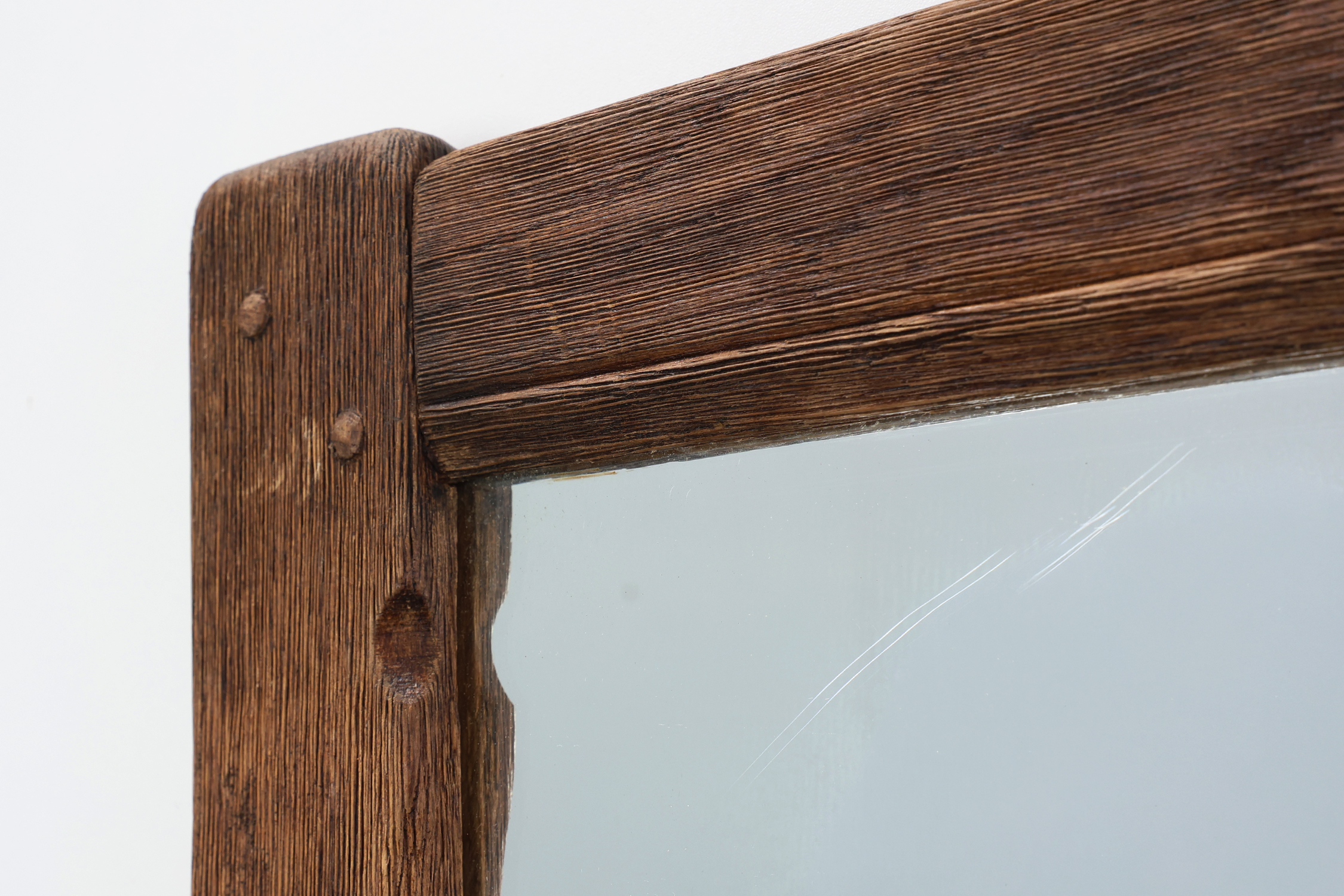 Antique oak rustic wall mirror, France ca. 1820thumbnail